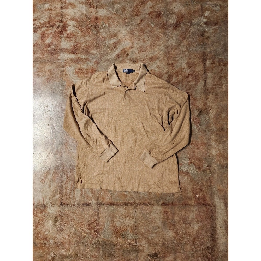 Vintage Polo Ralph Lauren Long Sleeve Brown Collared Shirt Sz XL **
